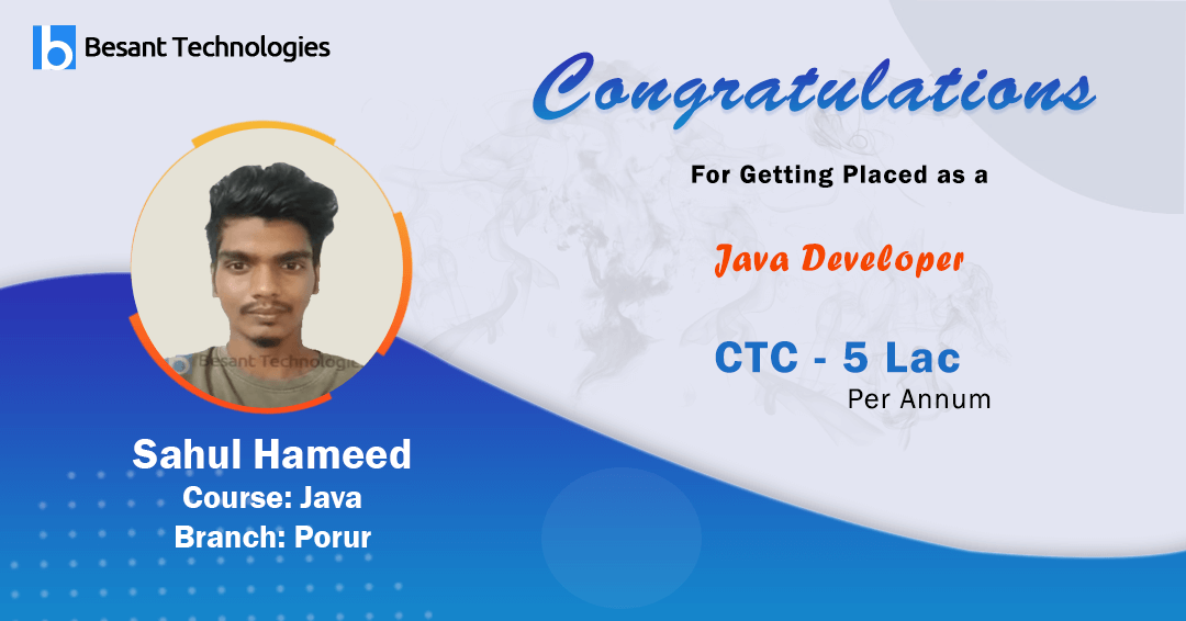 TalentQ Training Mangalore | Sahul Hameed Completed Java Course and Got Placed in Dubai