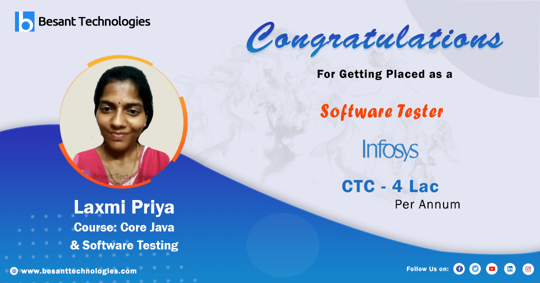 TalentQ Training Mangalore Placement Review | Laxmi Priya Got Placed as Software Tester in Infosys